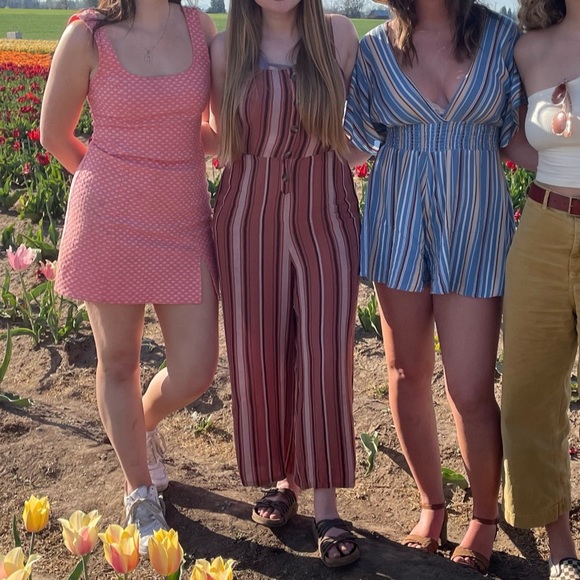 American Eagle Striped Button Tie Jumpsuit - Picture 7 of 7